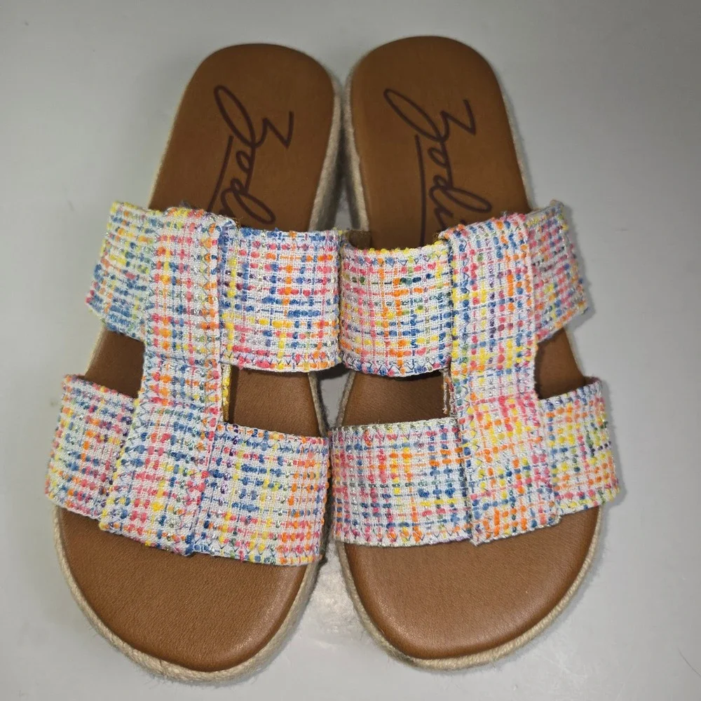 Zodiac Women's Multicolor Tweed Espadrille Platform‎ Wedge Sandals Size 9